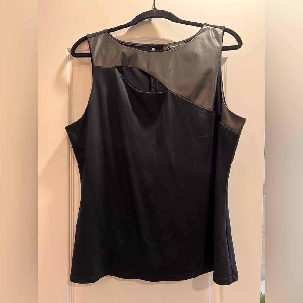 I.N.C. International Concepts faux leather cut out black top
